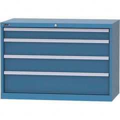 LISTA - 4 Drawer, 84 Compartment Bright Blue Steel Modular Storage Cabinet - Exact Tooling