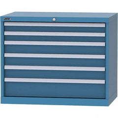 LISTA - 6 Drawer, 84 Compartment Bright Blue Steel Modular Storage Cabinet - Exact Tooling