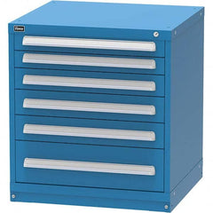 Vidmar - 6 Drawer Bright Blue Steel Modular Storage Cabinet - Exact Tooling
