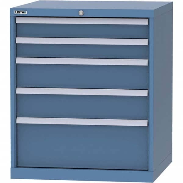 LISTA - 5 Drawer, 45 Compartment Bright Blue Steel Modular Storage Cabinet - Exact Tooling