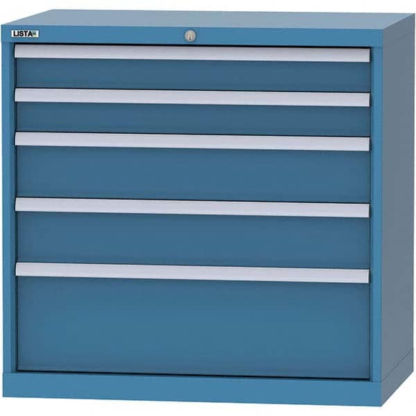 LISTA - 5 Drawer, 84 Compartment Bright Blue Steel Modular Storage Cabinet - Exact Tooling
