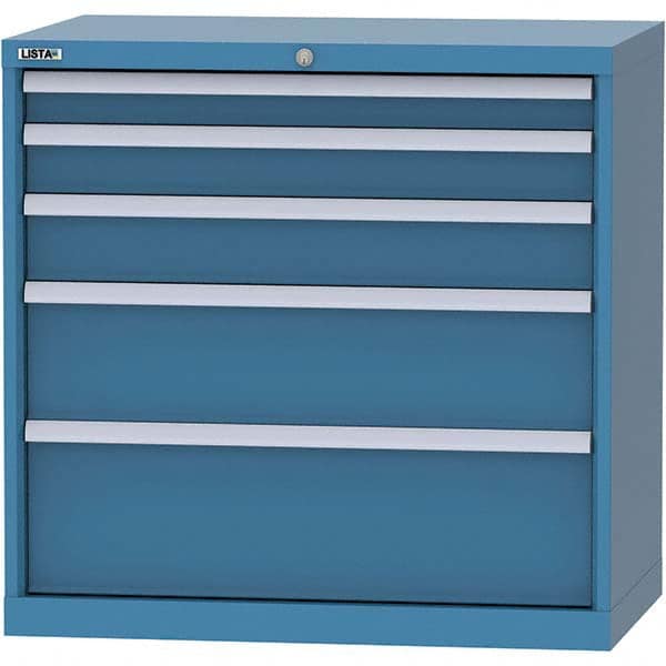 LISTA - 5 Drawer, 84 Compartment Bright Blue Steel Modular Storage Cabinet - Exact Tooling