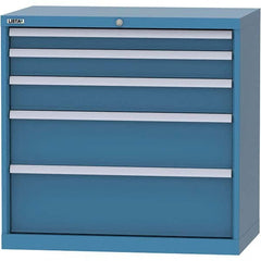 LISTA - 5 Drawer, 84 Compartment Bright Blue Steel Modular Storage Cabinet - Exact Tooling