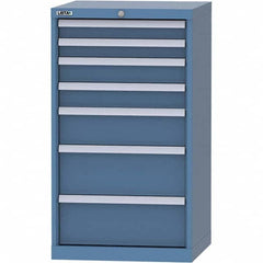 LISTA - 7 Drawer, 84 Compartment Bright Blue Steel Modular Storage Cabinet - Exact Tooling