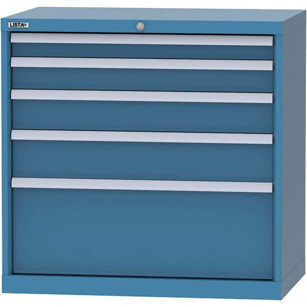 LISTA - 4 Drawer, 84 Compartment Bright Blue Steel Modular Storage Cabinet - Exact Tooling