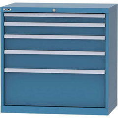 LISTA - 4 Drawer, 84 Compartment Bright Blue Steel Modular Storage Cabinet - Exact Tooling