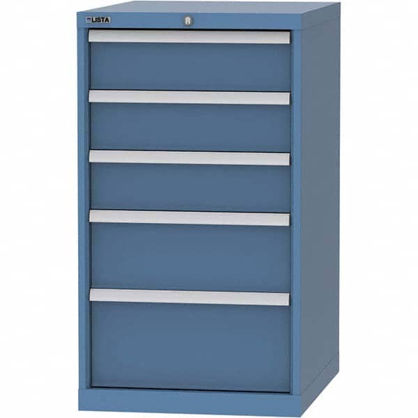 LISTA - 5 Drawer, 99 Compartment Bright Blue Steel Modular Storage Cabinet - Exact Tooling