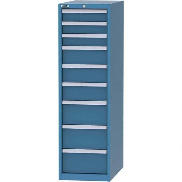 LISTA - 9 Drawer, 45 Compartment Bright Blue Steel Modular Storage Cabinet - Exact Tooling