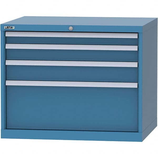 LISTA - 4 Drawer, 84 Compartment Bright Blue Steel Modular Storage Cabinet - Exact Tooling