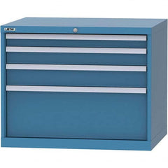 LISTA - 4 Drawer, 84 Compartment Bright Blue Steel Modular Storage Cabinet - Exact Tooling