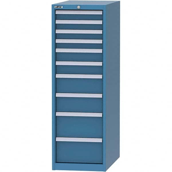 LISTA - 10 Drawer, 45 Compartment Bright Blue Steel Modular Storage Cabinet - Exact Tooling