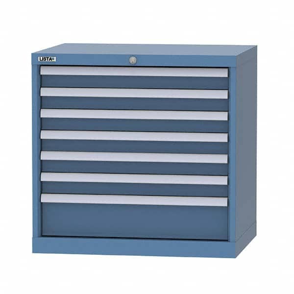 LISTA - 6 Drawer, 124 Compartment Bright Blue Steel Modular Storage Cabinet - Exact Tooling