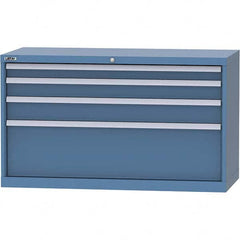 LISTA - 4 Drawer, 99 Compartment Bright Blue Steel Modular Storage Cabinet - Exact Tooling