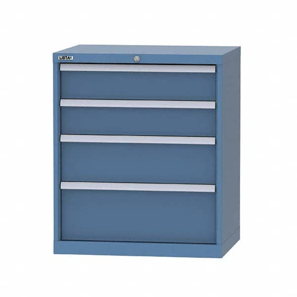 LISTA - 7 Drawer, 124 Compartment Bright Blue Steel Modular Storage Cabinet - Exact Tooling
