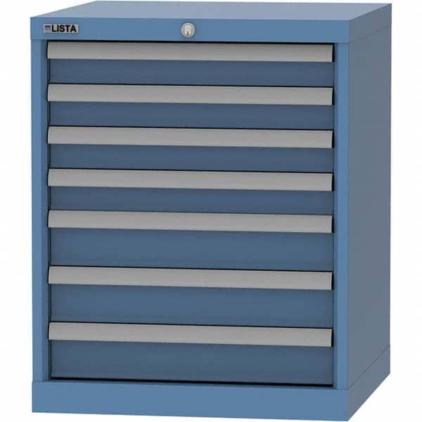 LISTA - 7 Drawer, 84 Compartment Bright Blue Steel Modular Storage Cabinet - Exact Tooling