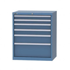 LISTA - 6 Drawer, 124 Compartment Bright Blue Steel Modular Storage Cabinet - Exact Tooling