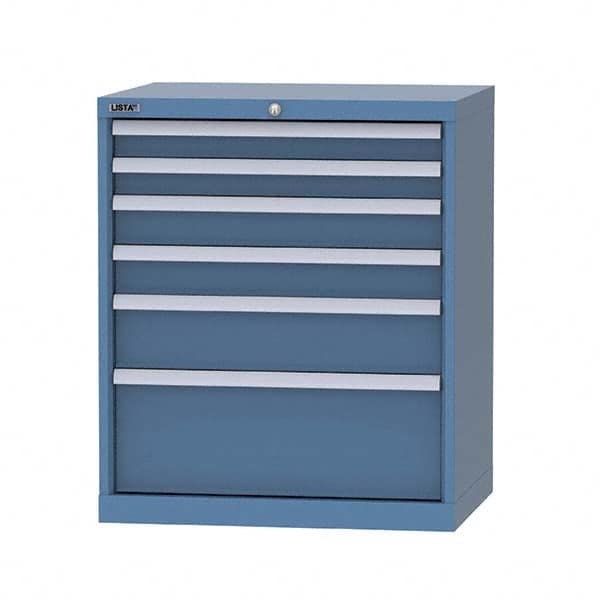 LISTA - 6 Drawer, 124 Compartment Bright Blue Steel Modular Storage Cabinet - Exact Tooling