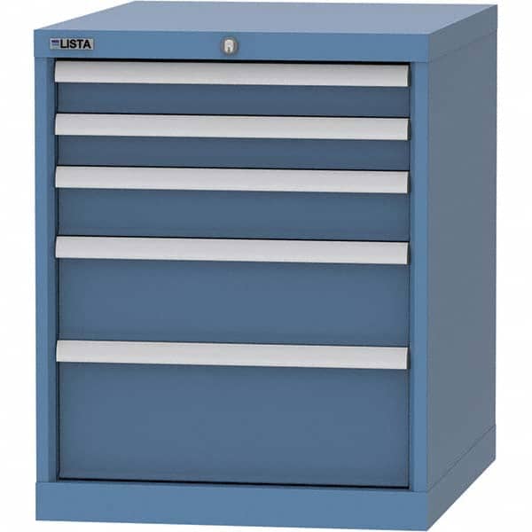 LISTA - 5 Drawer, 99 Compartment Bright Blue Steel Modular Storage Cabinet - Exact Tooling