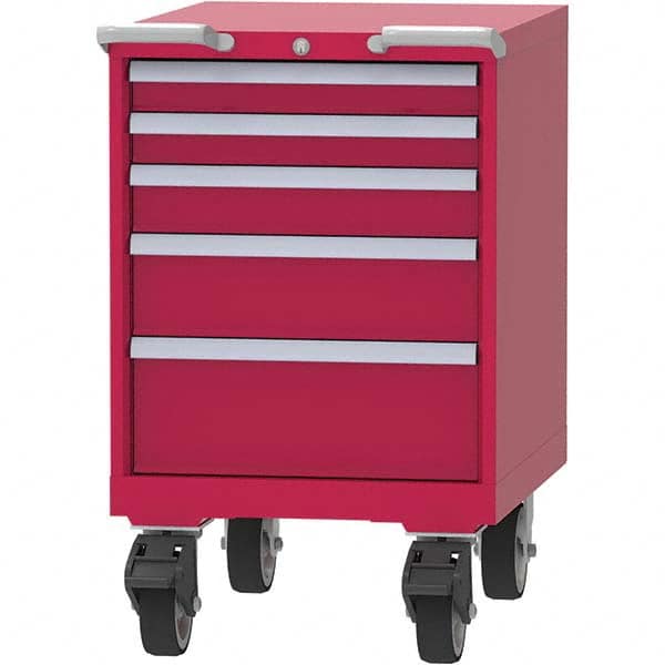 LISTA - 5 Drawer, 99 Compartment Red Steel Modular Storage Cabinet - Exact Tooling
