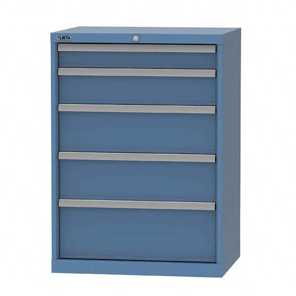 LISTA - 5 Drawer, 124 Compartment Bright Blue Steel Modular Storage Cabinet - Exact Tooling