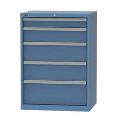 LISTA - 5 Drawer, 124 Compartment Bright Blue Steel Modular Storage Cabinet - Exact Tooling