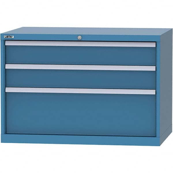 LISTA - 3 Drawer, 84 Compartment Bright Blue Steel Modular Storage Cabinet - Exact Tooling