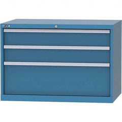 LISTA - 3 Drawer, 84 Compartment Bright Blue Steel Modular Storage Cabinet - Exact Tooling