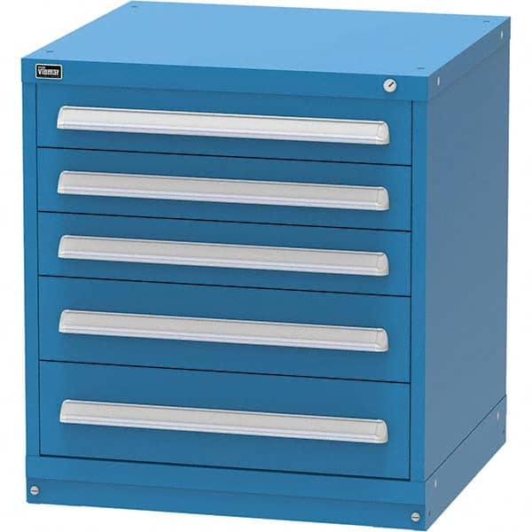 Vidmar - 5 Drawer, 344 Compartment Bright Blue Steel Modular Storage Cabinet - Exact Tooling
