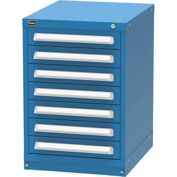 Vidmar - 7 Drawer, 45 Compartment Bright Blue Steel Modular Storage Cabinet - Exact Tooling