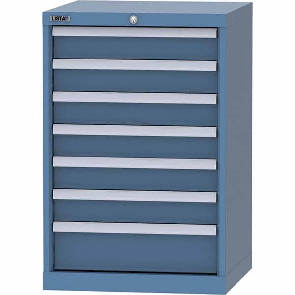 LISTA - 7 Drawer, 84 Compartment Bright Blue Steel Modular Storage Cabinet - Exact Tooling