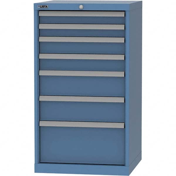 LISTA - 7 Drawer, 84 Compartment Bright Blue Steel Modular Storage Cabinet - Exact Tooling
