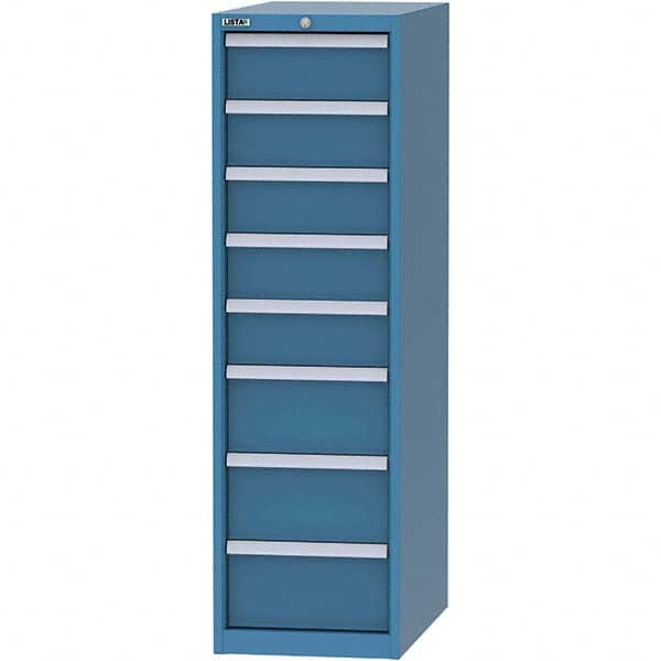 LISTA - 8 Drawer, 45 Compartment Bright Blue Steel Modular Storage Cabinet - Exact Tooling