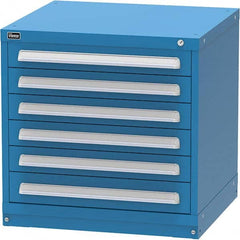 Vidmar - 6 Drawer Bright Blue Steel Modular Storage Cabinet - Exact Tooling