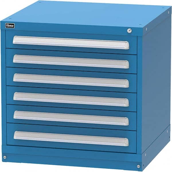 Vidmar - 6 Drawer, 344 Compartment Bright Blue Steel Modular Storage Cabinet - Exact Tooling