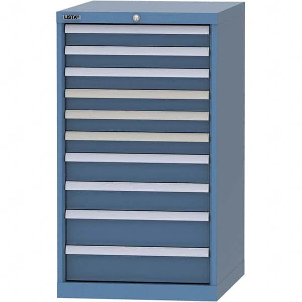 LISTA - 10 Drawer, 99 Compartment Bright Blue Steel Modular Storage Cabinet - Exact Tooling