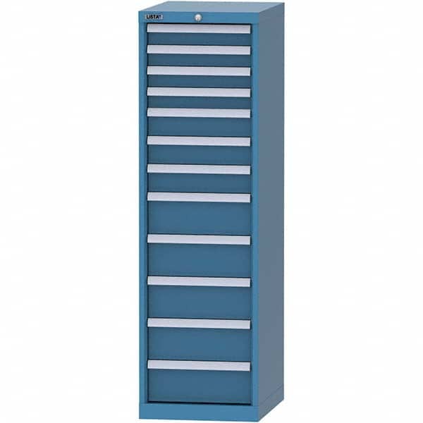 LISTA - 12 Drawer, 45 Compartment Bright Blue Steel Modular Storage Cabinet - Exact Tooling