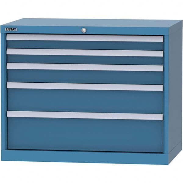 LISTA - 5 Drawer, 84 Compartment Bright Blue Steel Modular Storage Cabinet - Exact Tooling