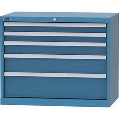 LISTA - 5 Drawer, 84 Compartment Bright Blue Steel Modular Storage Cabinet - Exact Tooling