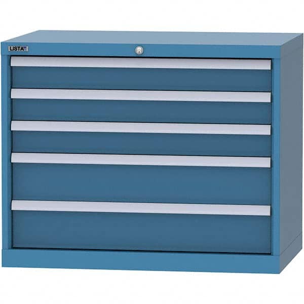 LISTA - 5 Drawer, 84 Compartment Bright Blue Steel Modular Storage Cabinet - Exact Tooling