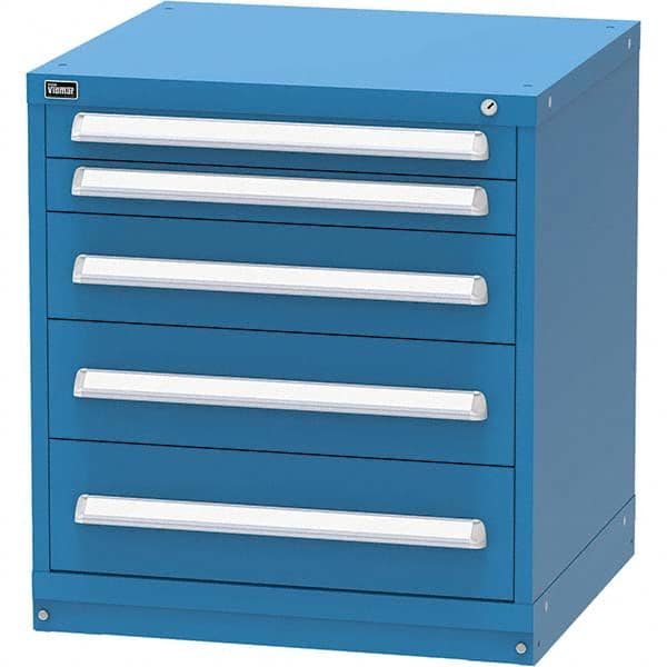 Vidmar - 5 Drawer, 124 Compartment Bright Blue Steel Modular Storage Cabinet - Exact Tooling