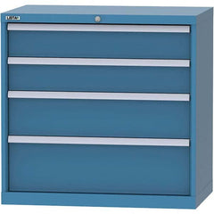 LISTA - 4 Drawer, 84 Compartment Bright Blue Steel Modular Storage Cabinet - Exact Tooling