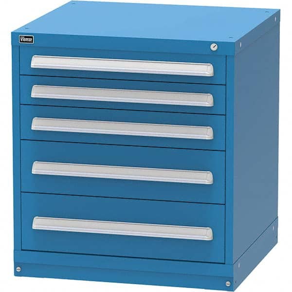 Vidmar - 5 Drawer Bright Blue Steel Modular Storage Cabinet - Exact Tooling