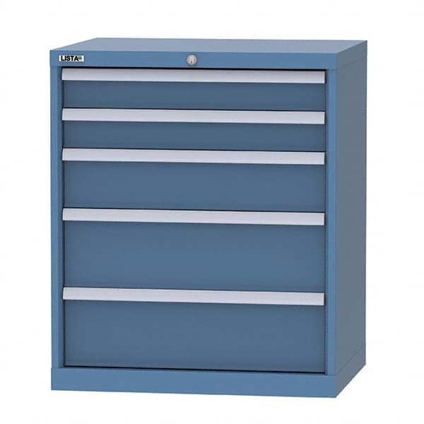 LISTA - 5 Drawer, 124 Compartment Bright Blue Steel Modular Storage Cabinet - Exact Tooling