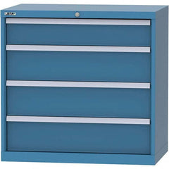 LISTA - 4 Drawer, 84 Compartment Bright Blue Steel Modular Storage Cabinet - Exact Tooling
