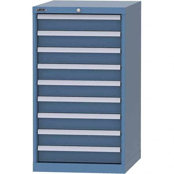 LISTA - 9 Drawer, 99 Compartment Bright Blue Steel Modular Storage Cabinet - Exact Tooling