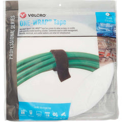 Velcro Brand - Cable Ties; Cable Tie Type: Reusable Cable Tie ; Material: Hook and Loop ; Color: White ; Overall Length (Feet): 75 ; Overall Length (Decimal Inch): 300.00000 ; Maximum Bundle Diameter (Inch): 1 - Exact Tooling