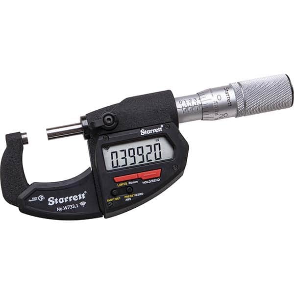 Starrett - Electronic Outside Micrometers Minimum Measurement (Decimal Inch): 0 Minimum Measurement (mm): 0 - Exact Tooling