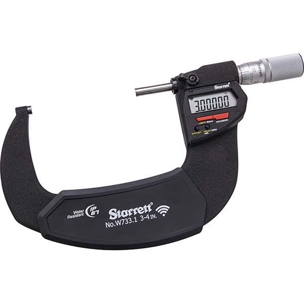 Starrett - Electronic Outside Micrometers Minimum Measurement (Decimal Inch): 3 Minimum Measurement (mm): 75.00 - Exact Tooling