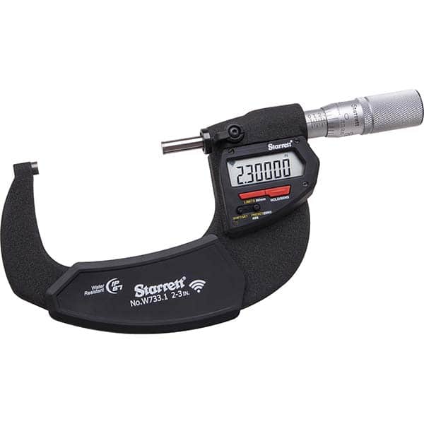 Starrett - Electronic Outside Micrometers Minimum Measurement (Decimal Inch): 2 Minimum Measurement (mm): 50 - Exact Tooling