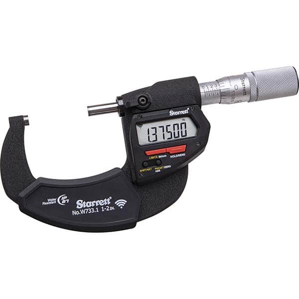Starrett - Electronic Outside Micrometers Minimum Measurement (Decimal Inch): 1 Minimum Measurement (mm): 25 - Exact Tooling
